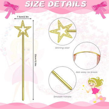 Meanplan 36 Pcs 13 Inch Fairy Wands Princess Magic Star Wands Fairy Angel Witch Sticks Fairy Costume Accessories for Women Girls
