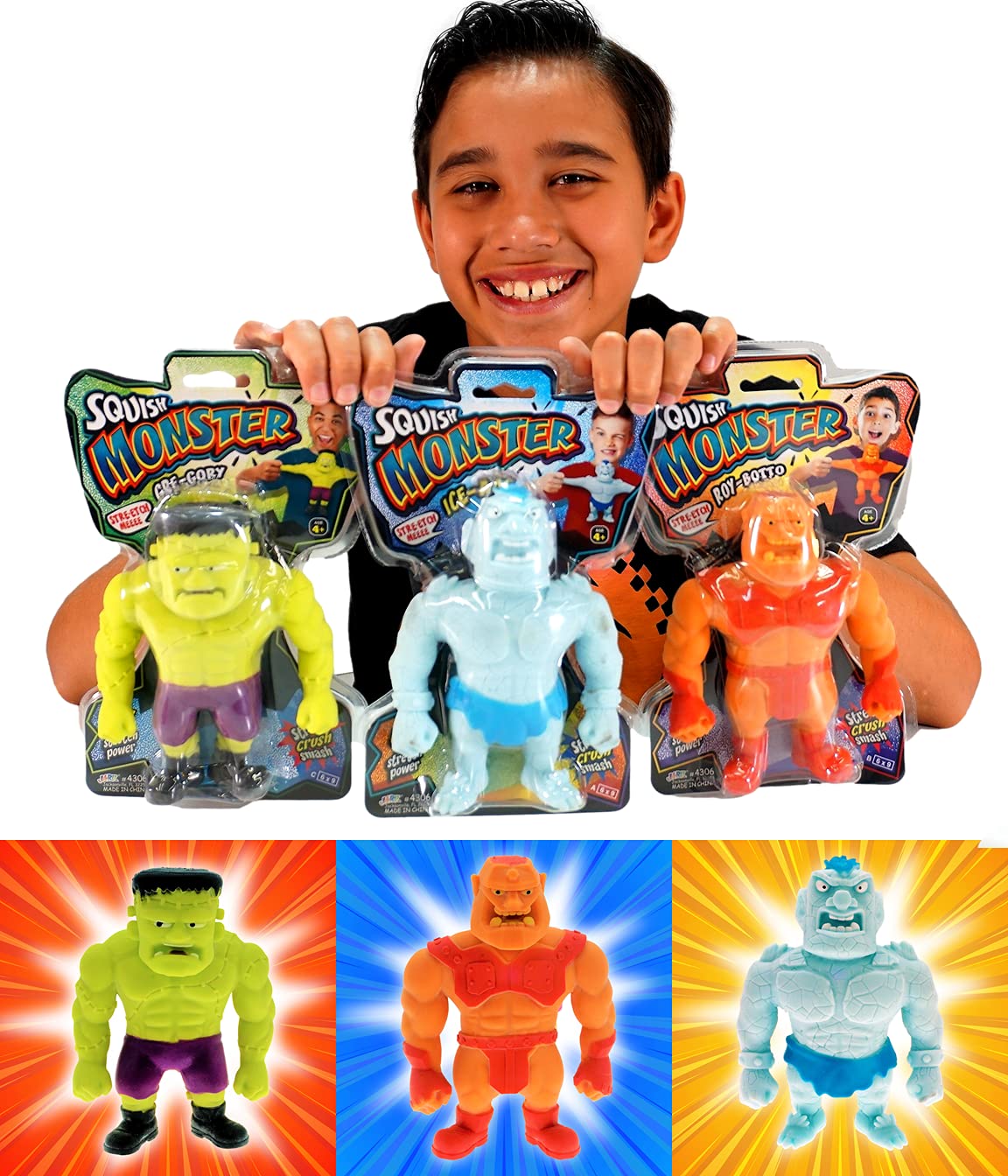 Ja-Ru Super Squishy Monster Toy (1 Stretchy Monster Assorted) Fidget Action Figures Stretch Squeeze Toy For Kids & Adults. Anxie