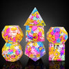 HAOMEJA D&D Colorful Snowflake Resin Dice Set DND 7 PCS Sharp Edges Dice with Gift Dragon Eye Bag Apply to Dungeons and Dragons