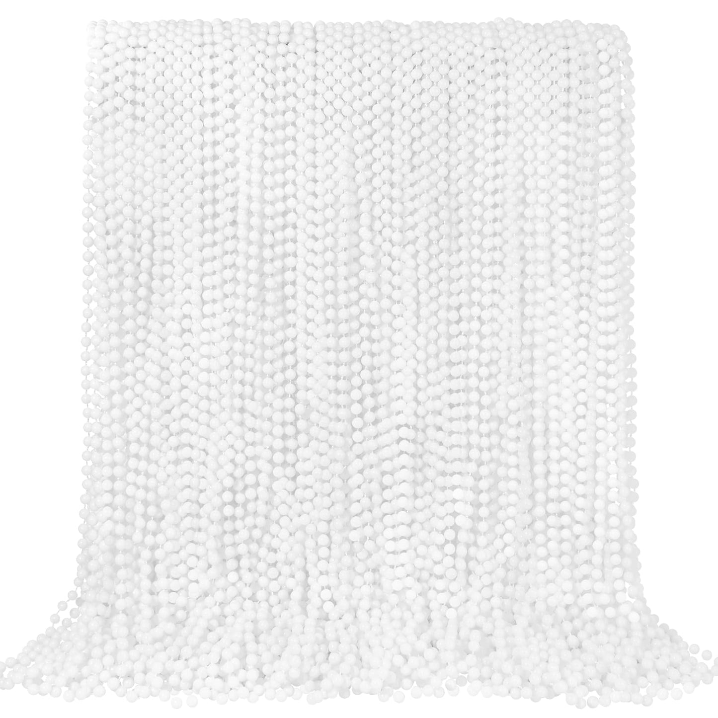 YAXINRUI 144 PCS White Mardi Gras Beads, 33'' White Bead Necklaces Party Costume Necklace Round Parade Throw Beads in Bulk for M