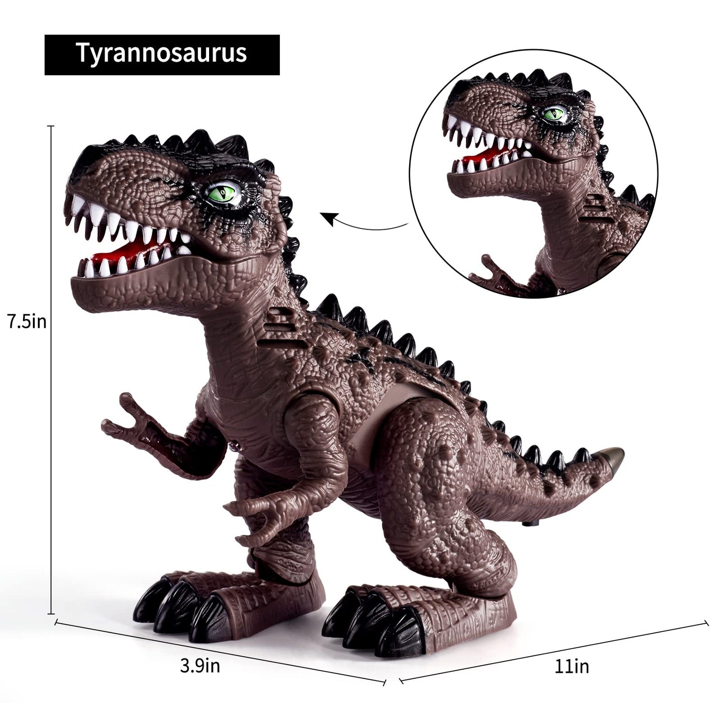 Temi 3 Pack Electric Walking Dinosaur Toys For Toddlers 2-4 3-5 Years With Roar Sounds And Lights Up, Realistic Robot T-Rex, Brachiosaurus, Stegosaurus Dinosaur Figures For Kids