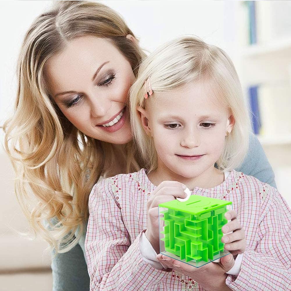 ThinkMax Money Maze Puzzle Box - 2 Pack Acrylic Gift Box for Kids & Adults, Fun Money Holder Puzzle
