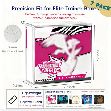 PKMN PET ETB Protector Case (7 Pack) - 0.5mm Thick Clear advanced Trainer Box Protector Scratch-Resistant Plastic Display Case Compatible with advanced Trainer Boxes