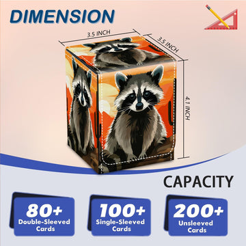 CAPAUNVDA Card Deck Box for MTG Commander Trading Cards with Magnetic Closure enhanced Card Storage Box Case Cover for MTG TCG CCG Magic Cards Cute Raccoon Cactus