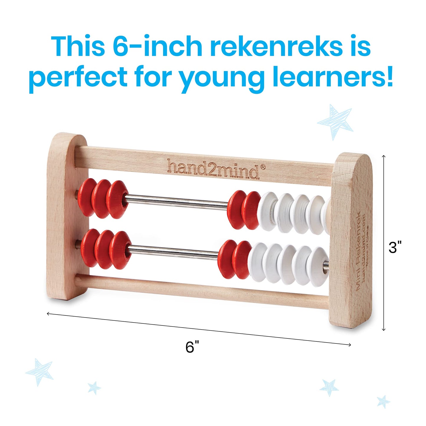 Hand2Mind Mini 20 Bead Wooden Rekenrek, Abacus For Kids Math, Math Manipulatives Kindergarten, Counting Rack For Kids, Counters For Kids Math, Educational Toys For Elementary Kids (Set Of 4)