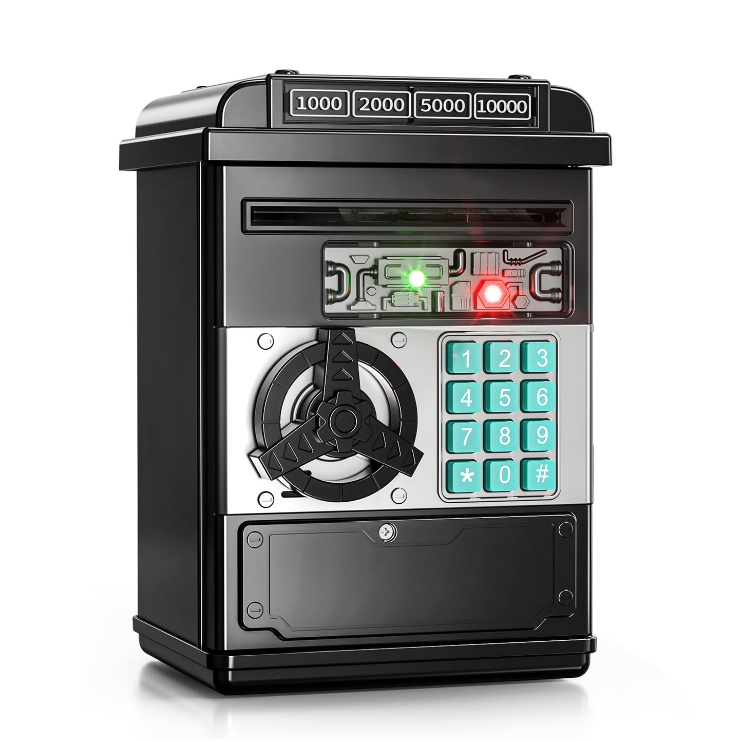 Temi Piggy Bank For Kids, Electronic Coin Money Bank For 3 4 5 6 7 8 9 10 Year Old Boys Girls Gifts, Cash Coin Can Atm Bank For Kids 5-7, Christmas Birthday Gifts (Black)