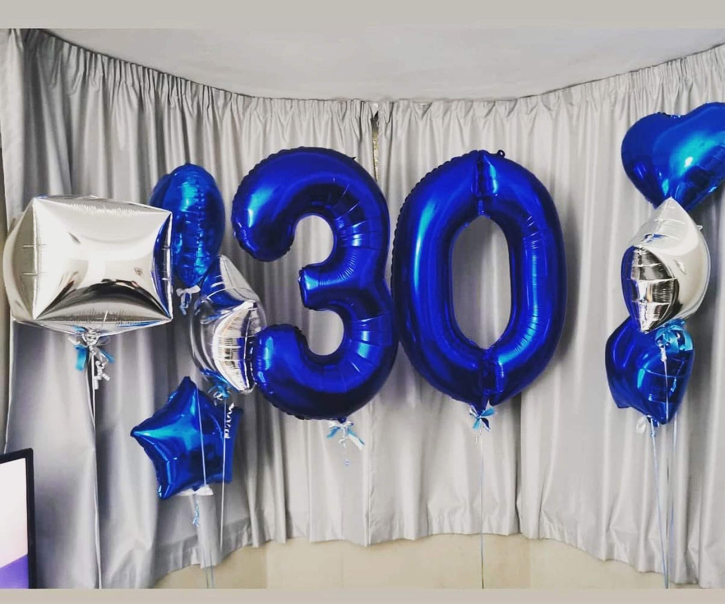40 Inch Navy Blue 30 Number Balloons Giant Jumbo Huge 30 Foil Mylar Helium Number Digital Balloons Dark Blue Birthday Mylar Digi