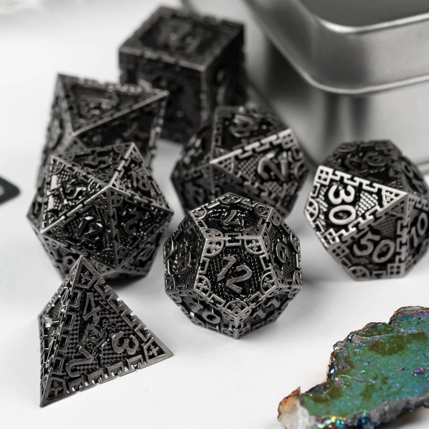 UDIXI 7PCS Metal DND Dice Set, Polyhedral D&D Dice Set Dragon d n d Dice for Dungeons and Dragons, Metal Dice Set d&d for Role P