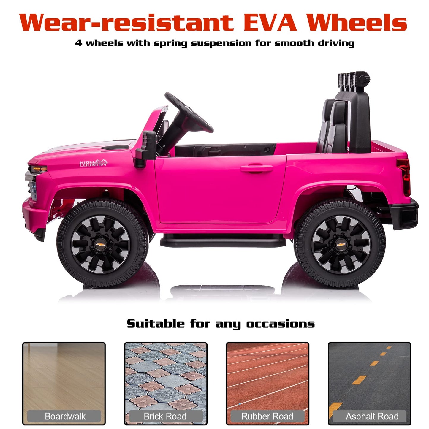 Luibas 24V 2 Seater Ride On Utv Car With Remote Control For Boys Girls, Ride On Car For Big Kids Licensed Chevrolet Silverado, K