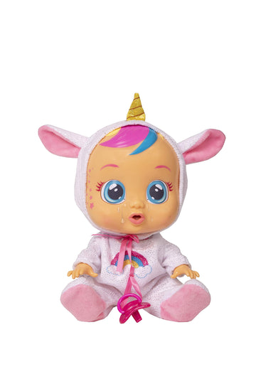 Cry Babies Dreamy Unicorn Doll, 12" Removable Rainbow Pajamas, Multicolor, Model 91221, Perfect for Kids 18 Months and Up