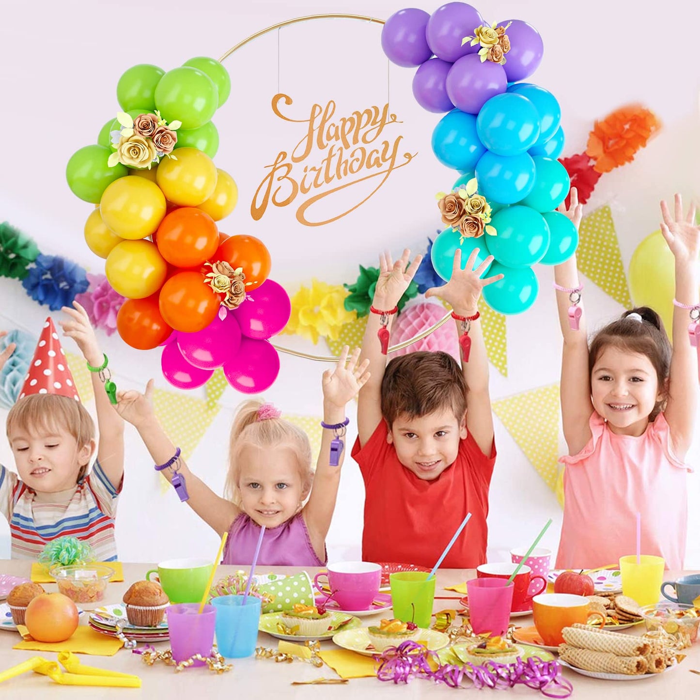 FEYG Rainbow Balloons - 50PCS Multicolor Latex Balloons for Birthday, Wedding, Baby Shower & DIY Party Decorations