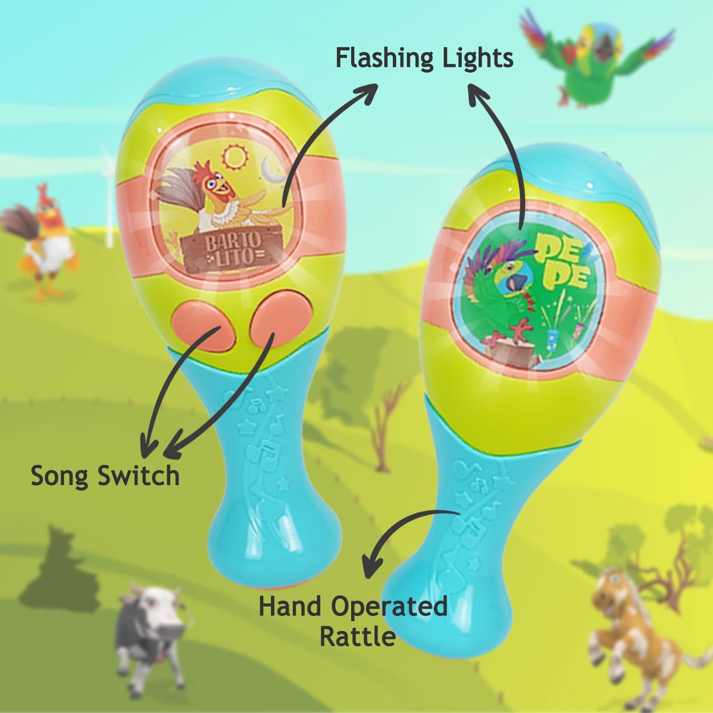 La Granja De Zenon Newborn Toys Bartolito Maracas For Kids With Electric,Egg Shakers Maracas And Baby Rattles 0-6 Months,Musical