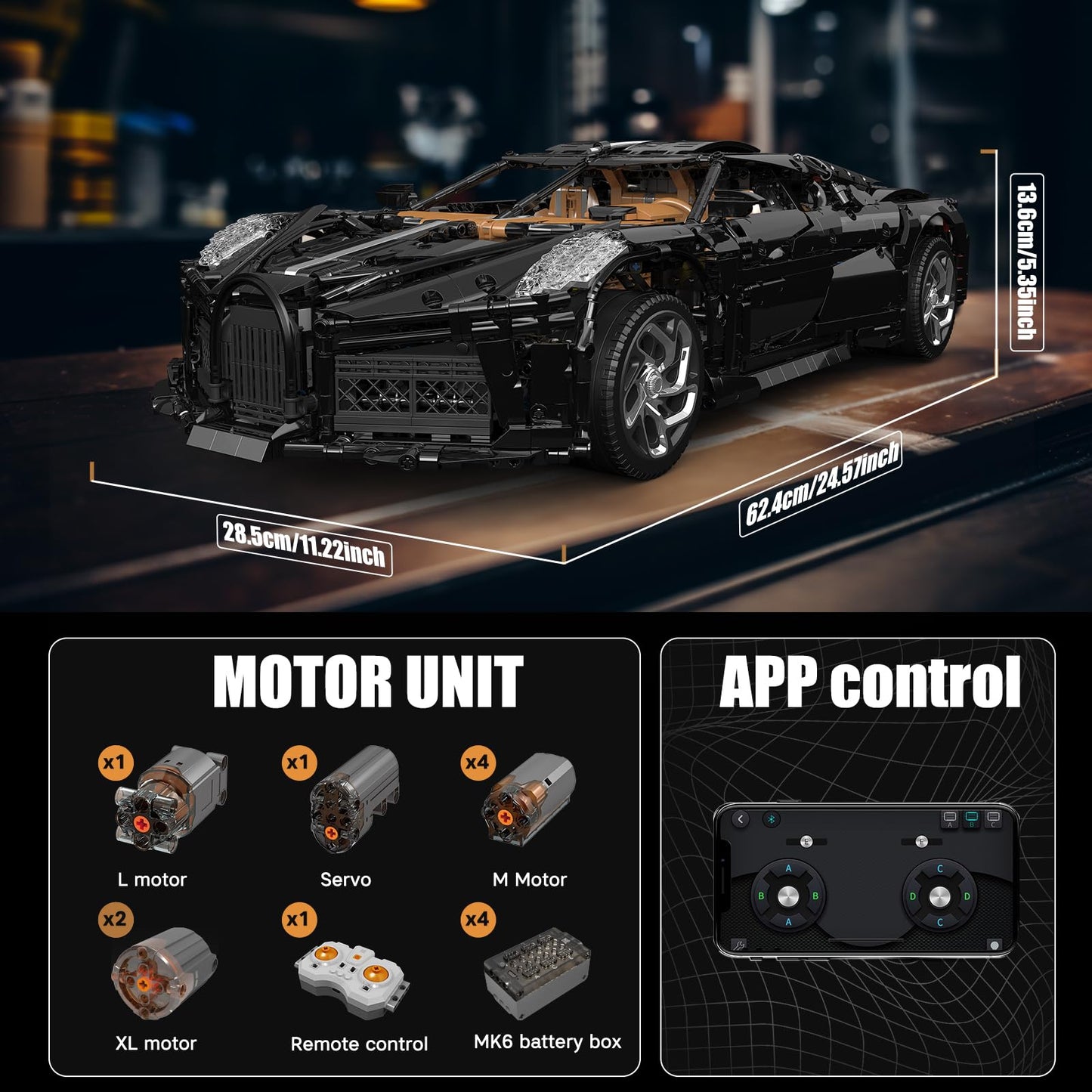 Mould King 13163 Moc Sports Car Building Kits, Remote/App Control 4688 Pieces Super Car Model Block Sets, Collectible Set For Adults, Boy Toys For Christmas And Birthday Gifts