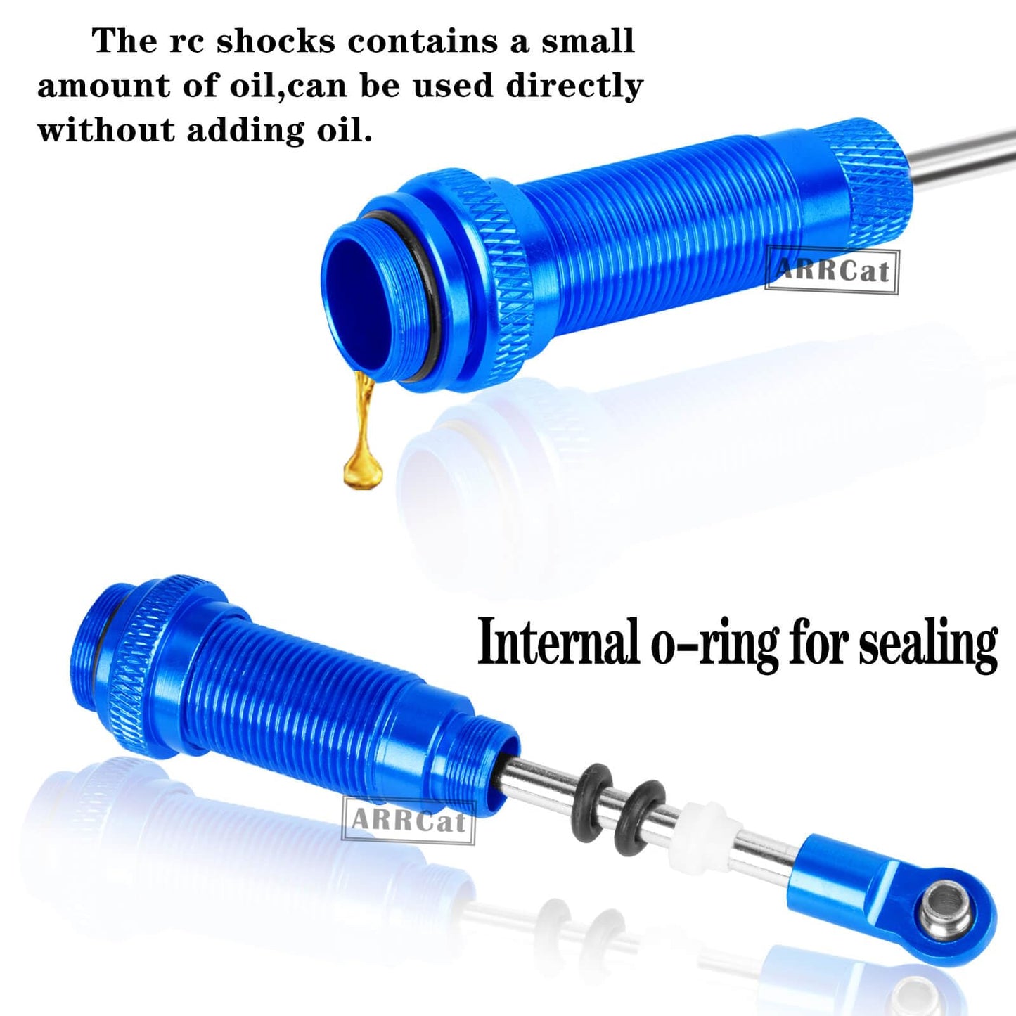 4Pcs Big Bore Front Rear Aluminum Shocks For Big Rock 3S, Typhon 4X4 Rc Truck - Navyblue