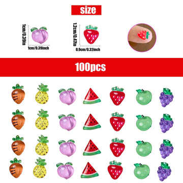 100Pcs Mini Fruit Decor For Dollhouse Resin Tiny Fruits For Crafts Micro Miniature Fruit For Fairy Garden Dollhouse Micro Landsc