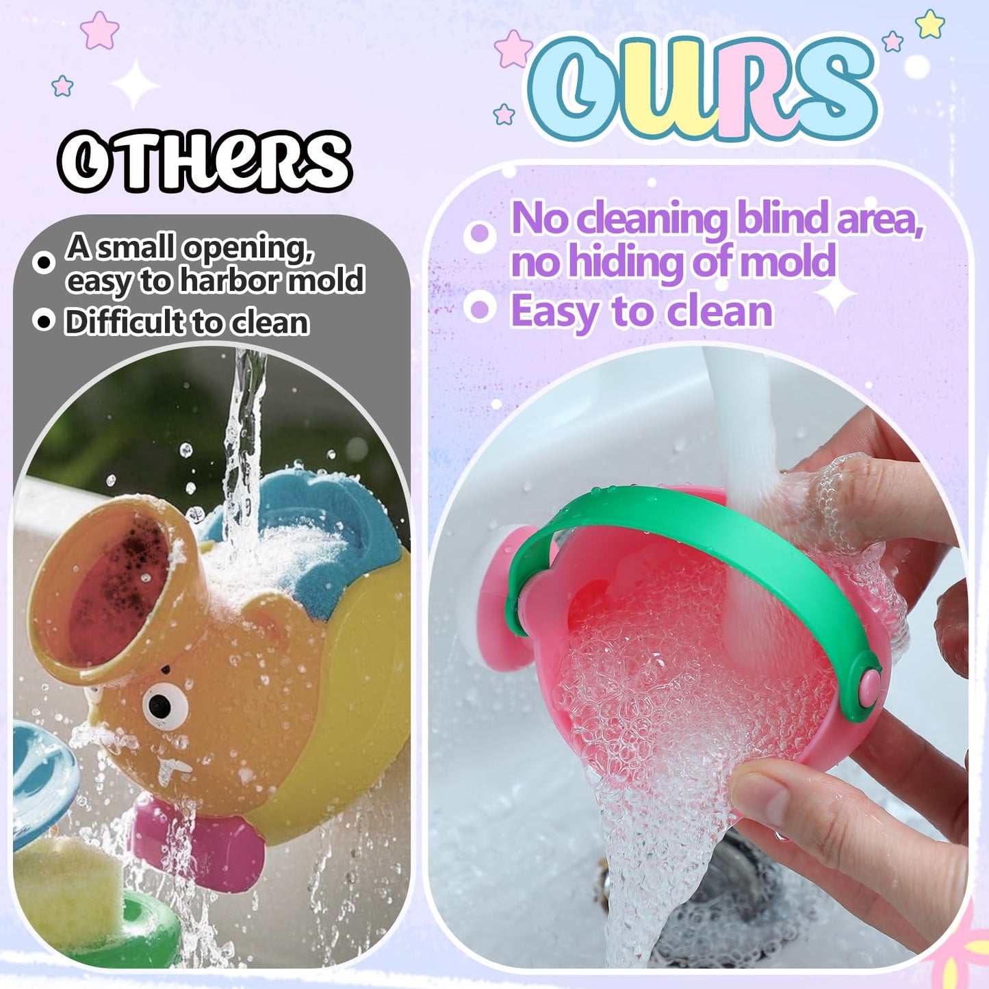 Biubee Bath Toys For Toddlers Age 1-3 - Small Baby Bath Tub Swimming Pool Water Table Toys, Soft Mold Free Water Toys Fun Tactile Training Newborn Gifts, Pink, 3Pack