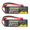 POVWAY 3S 11.1 V 2200mAh LiPo Battery 50C RC Battery with T Plug Compatible RC Airplane, RC Helicopter,Drone ect.(2 Pack)