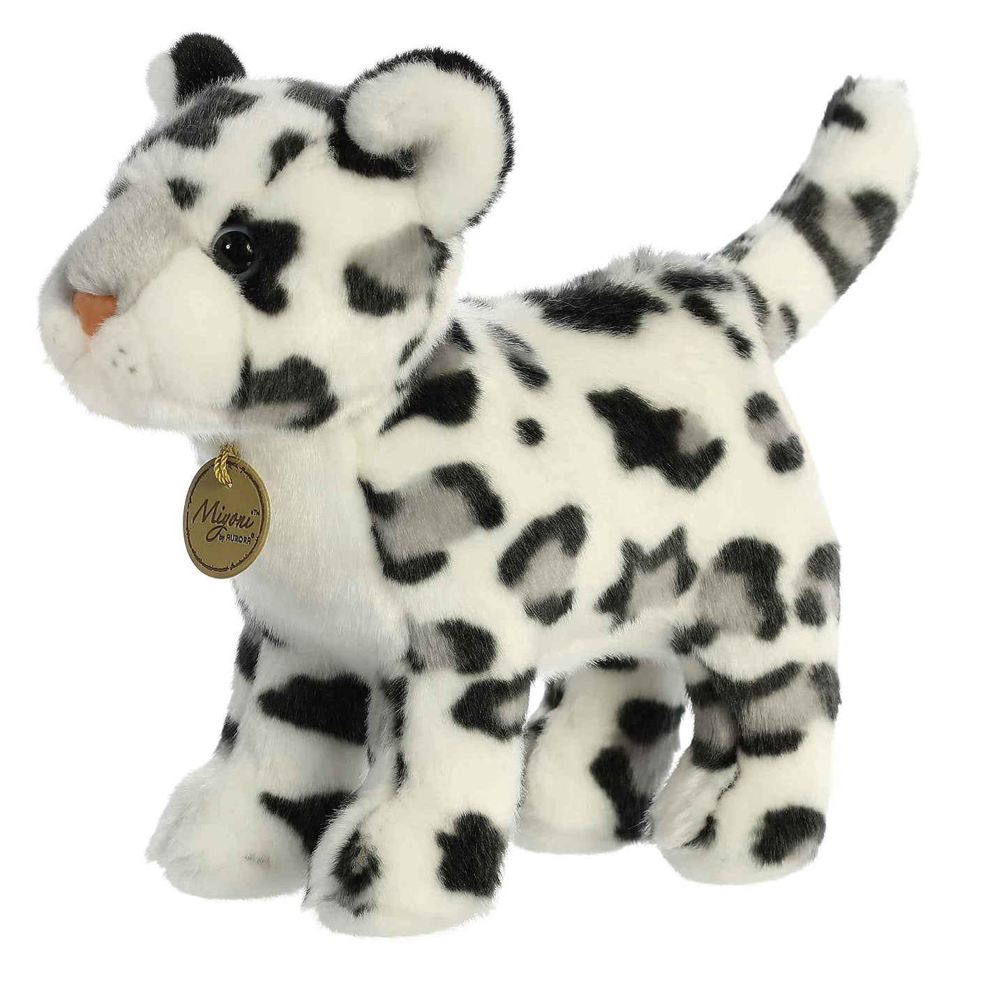 Aurora® Realistic Miyoni® Snow Leopard Stuffed Animal - Lifelike Detail - Cherished Companionship - White 10 Inches