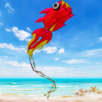 43Ft Large Kites For Adults,3D Goldfish Frameless Soft Umbrella Giant Flying Kites,Easy To Fly With 330Ft Kite String In Beach A
