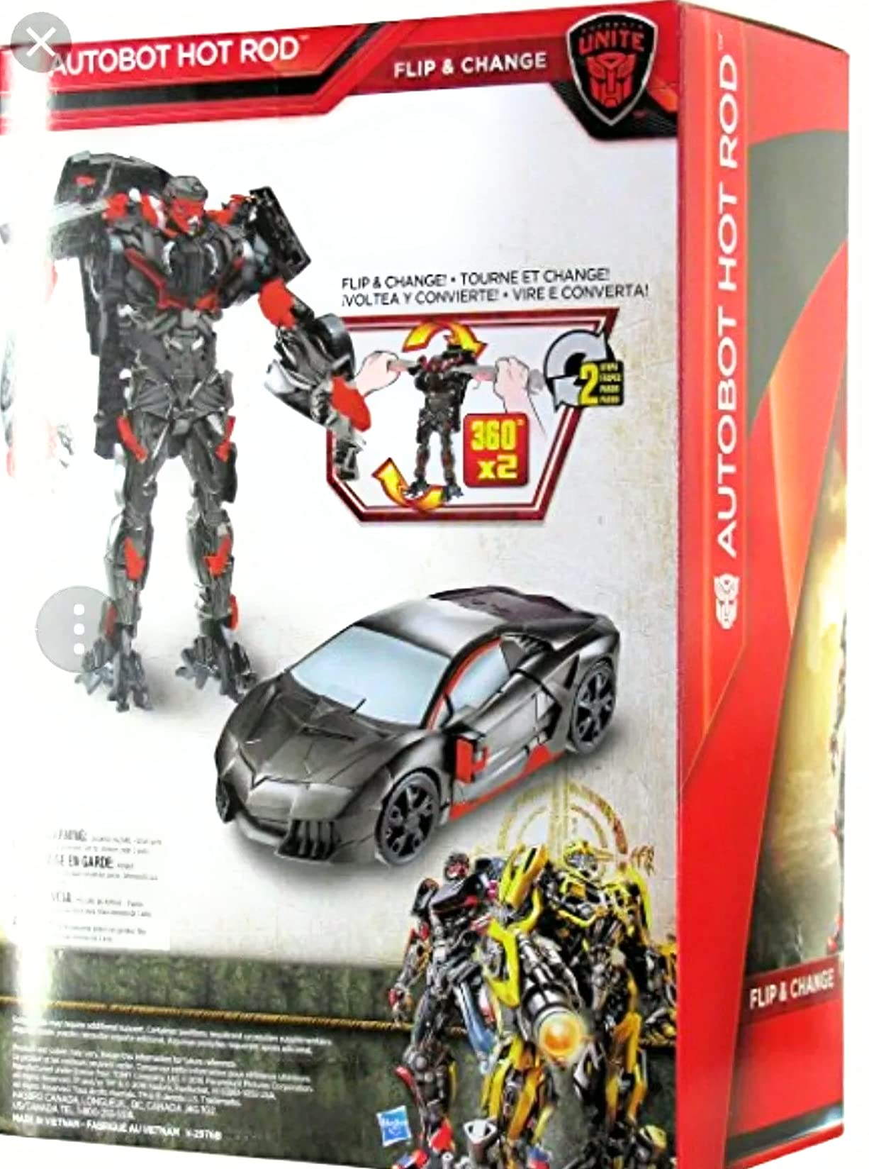 Transformers Autobots Unite Flip & Change Hot Rod 11-inch Red Plastic C3537