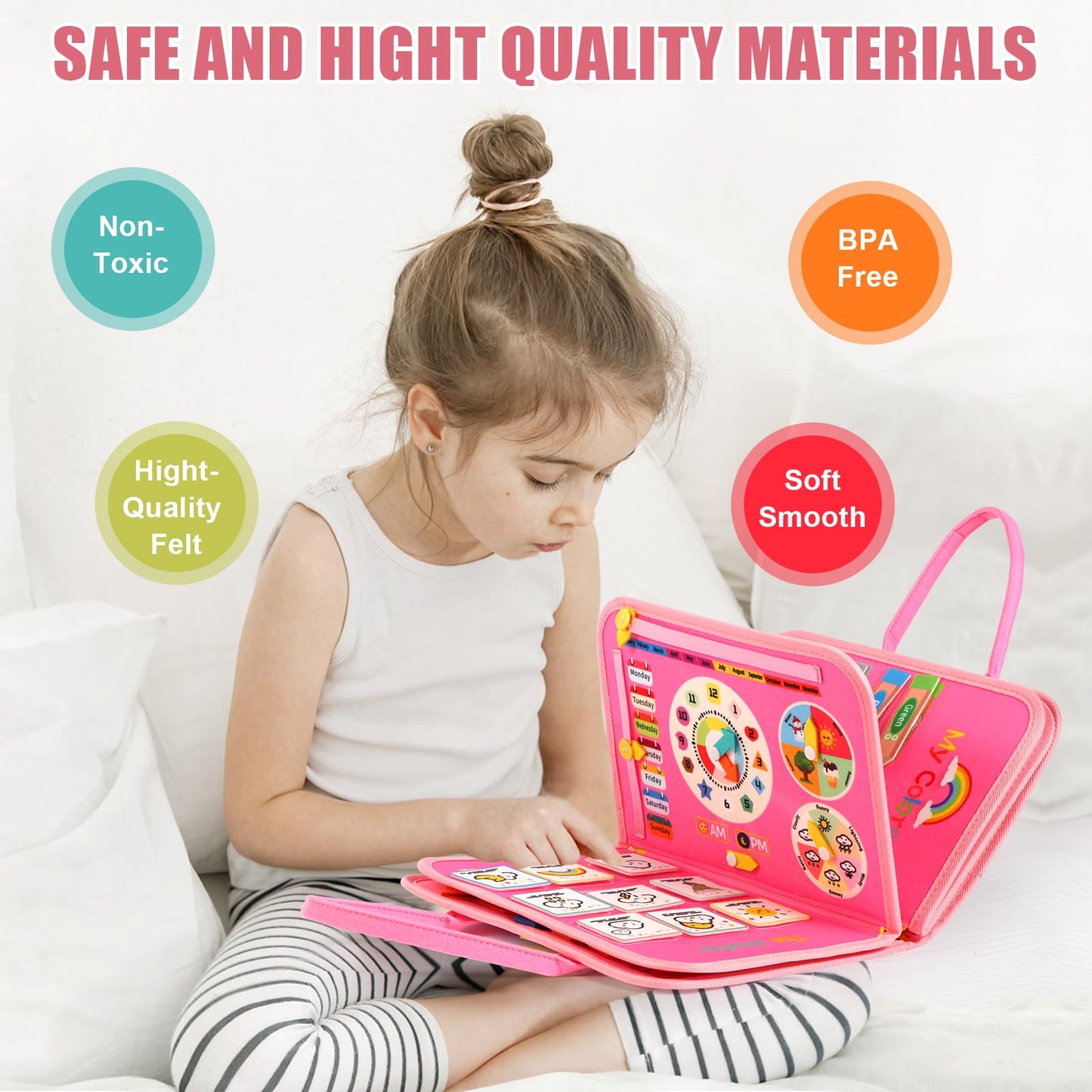 Hooku Busy Board For 1 Year Old, Montessori Toys For 2 Year Old, Baby Sensory Toys For Toddlers 1-3, Fine Motor Toys, Toddler Travel Toys, Toddler Learning Activities,Birthday Gifts For Baby Boy Girl