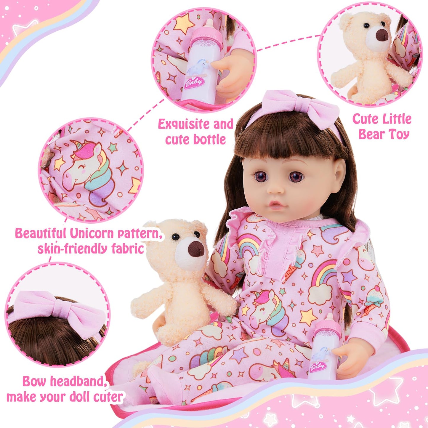 Ecorelf 8 Pcs Baby Doll Clothes With Bassinet For 16-18 Inch Baby Doll Reborn, Baby Doll Accessories Clothes Outfit Including Do