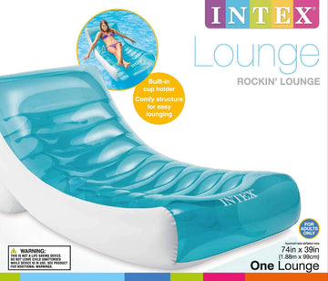 Intex Inflatable Rockin' Lounge Pool Floating Raft Chair With Cupholder (2 Pack)
