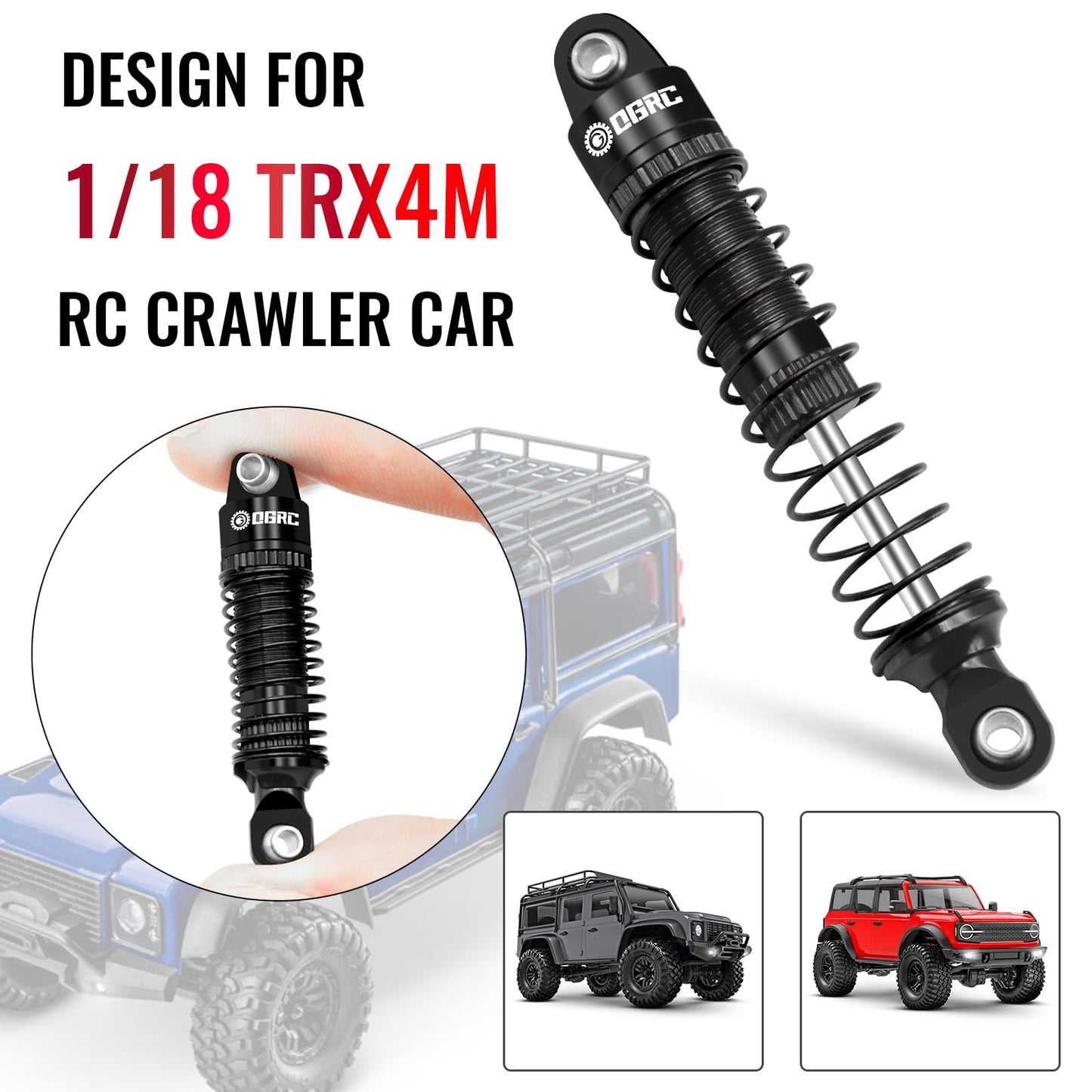 Ogrc 59Mm Shocks Absorber Oil Threaded Damper Threaded Shock Absorber For Trx4M 1/18 Rc Crawler Upgrade Parts (Black)