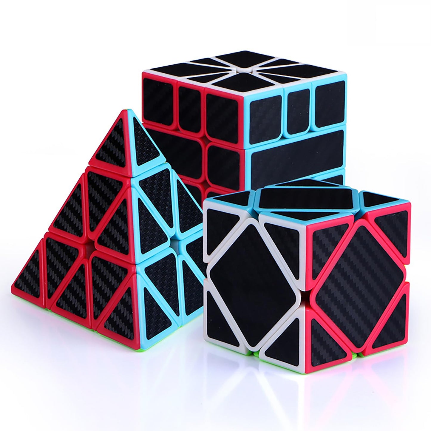 Ahyuan Speed Cube Set 8 In 1 Magic Cube Bundle 2X2 3X3 4X4 5X5 Cube Pyramid Triangle Cube Bundle Sq1 Skew Ivy Megaminx Cube Sturdy Carbon Fiber Puzzles Cube Toys For Kids & Adults (Style C)