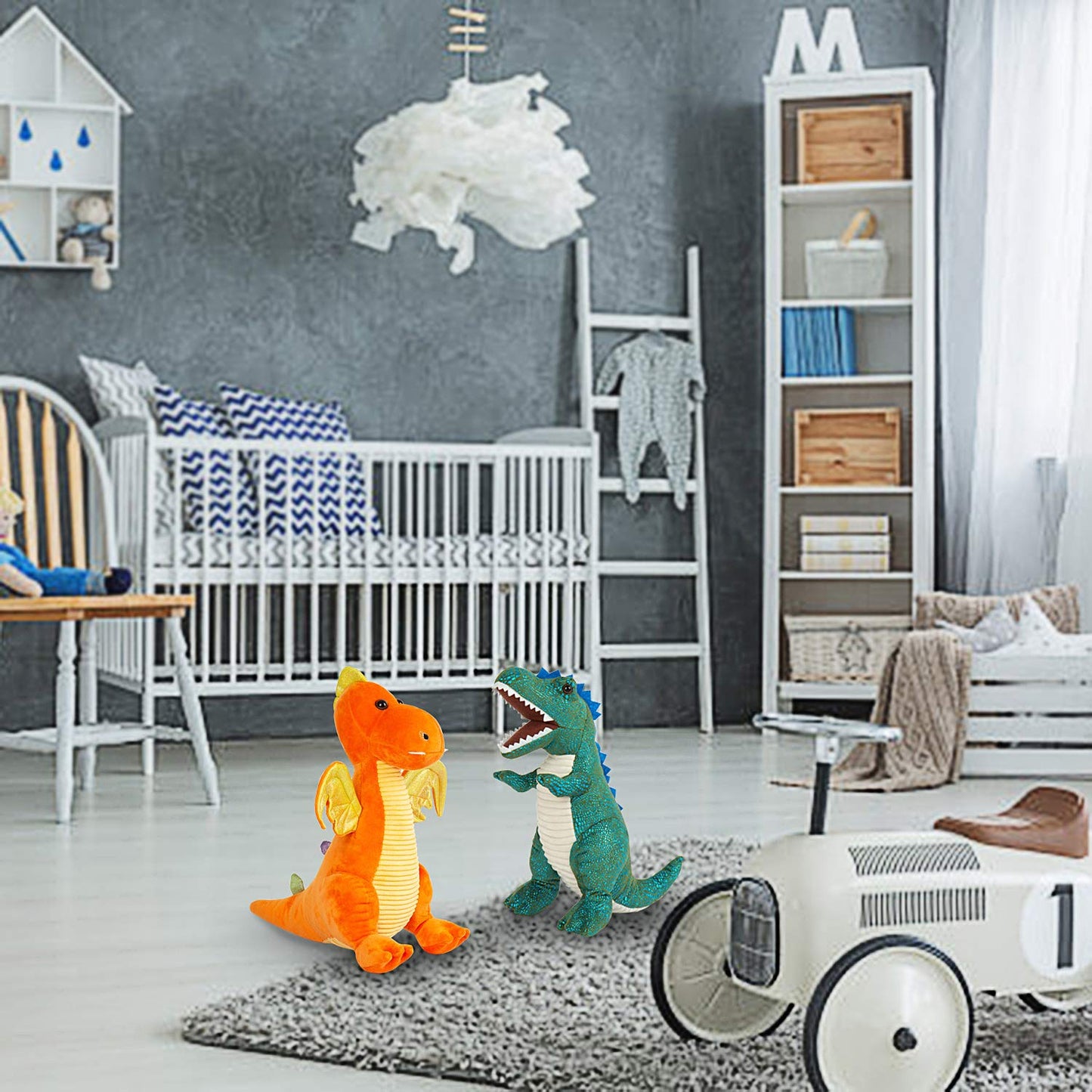 Stuffed Dinosaur Plush Toy Green, Plush T-Rex Dinosaur Stuffed Animal, Baby Dinosaur Bedtime Stuffed Animal Plush 14.5'', Gifts