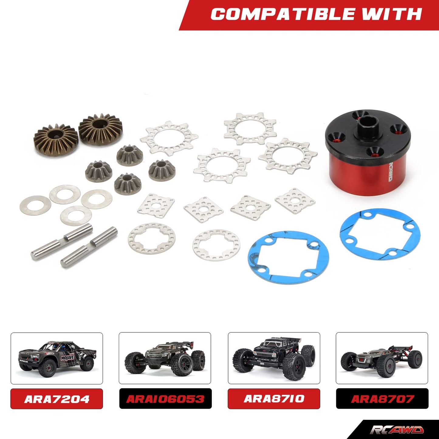 RCAWD Metal Diff Case Gear for Arrma Mojave Kraton Outcast Talion EXB Series