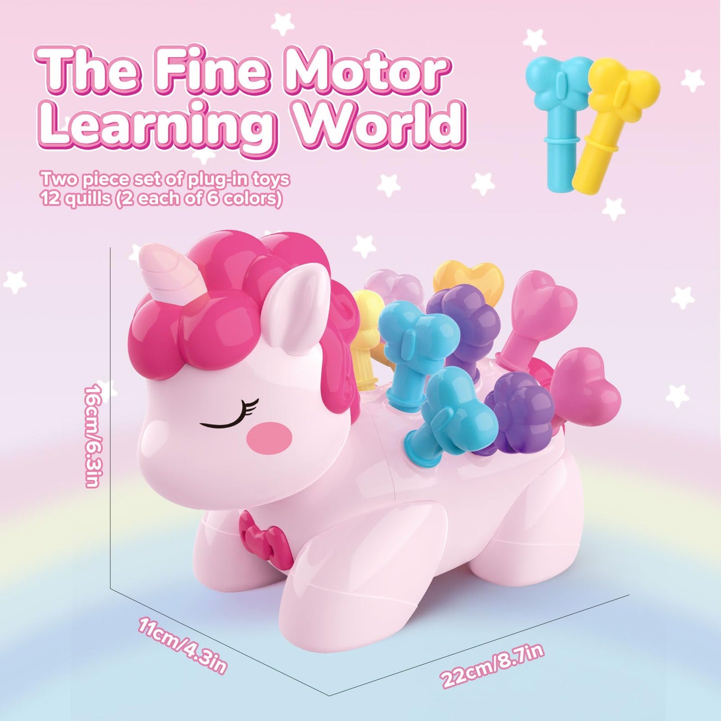 Montessori Toys For Toddlers,The Fine Motor Unicorn Pink 14 Pcs, Learning Toys Ages 18+ Months Fine Motor And Sensory Toy, Educa