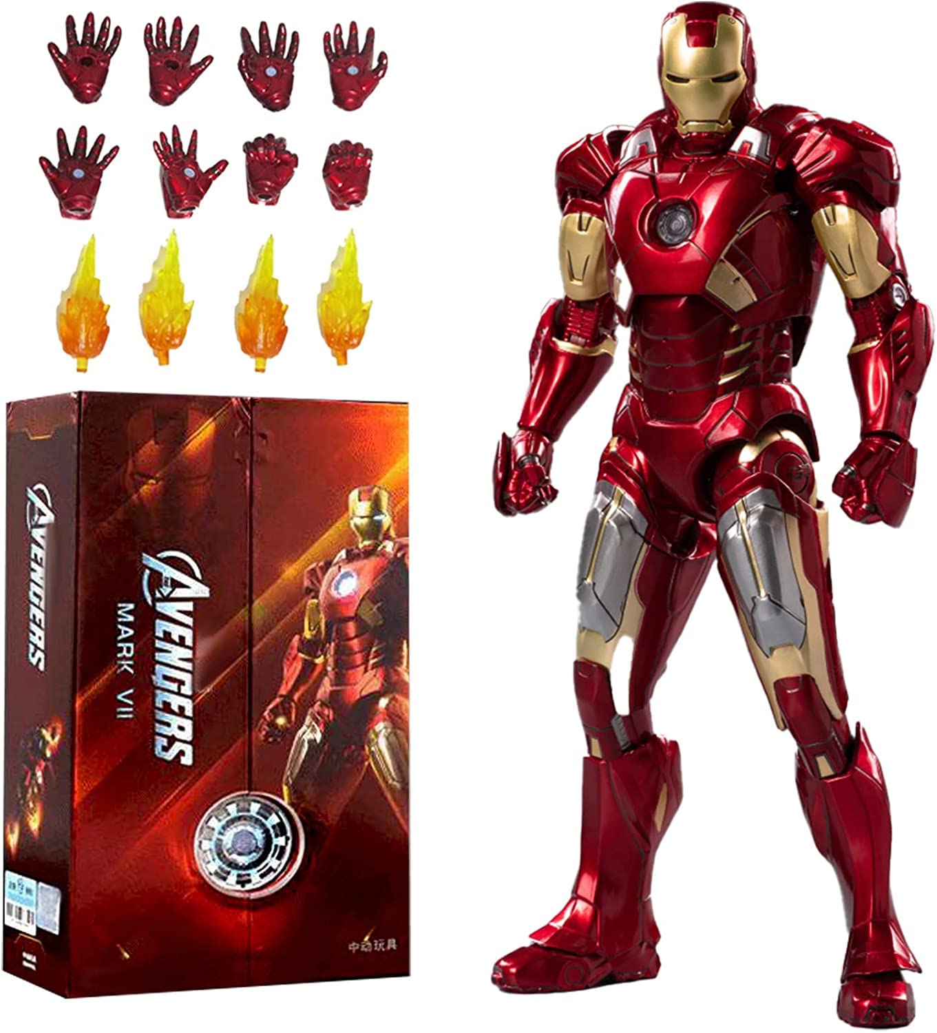 Uxouyic Ir?nman Movie Series - Collectible Ir?nman Action Figure Metal Painting 20 Joints Movable Model Toys (7 Inches) (Mark 7)