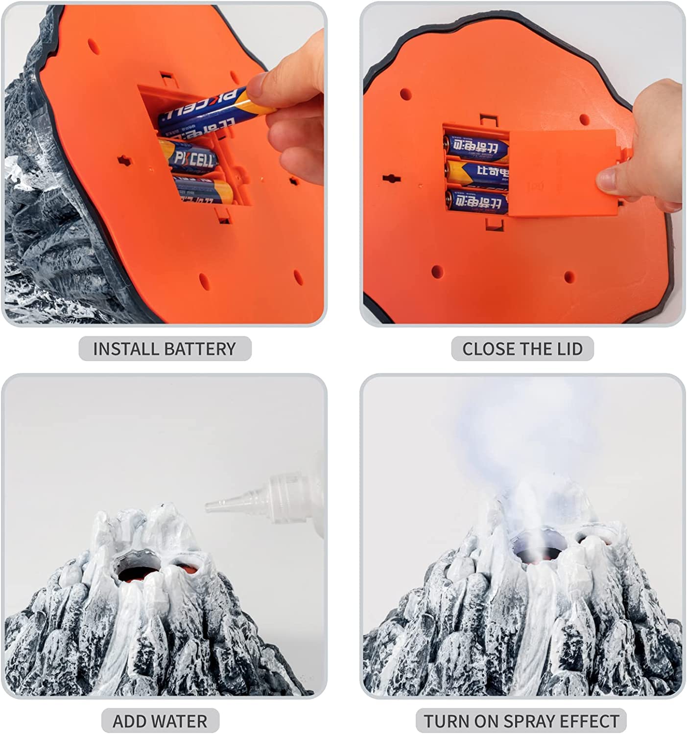 Erupting Volcano Model Dinosaur Toys with Mat & Trees,Dinosaur Playset Science Kit for Kids 3-5