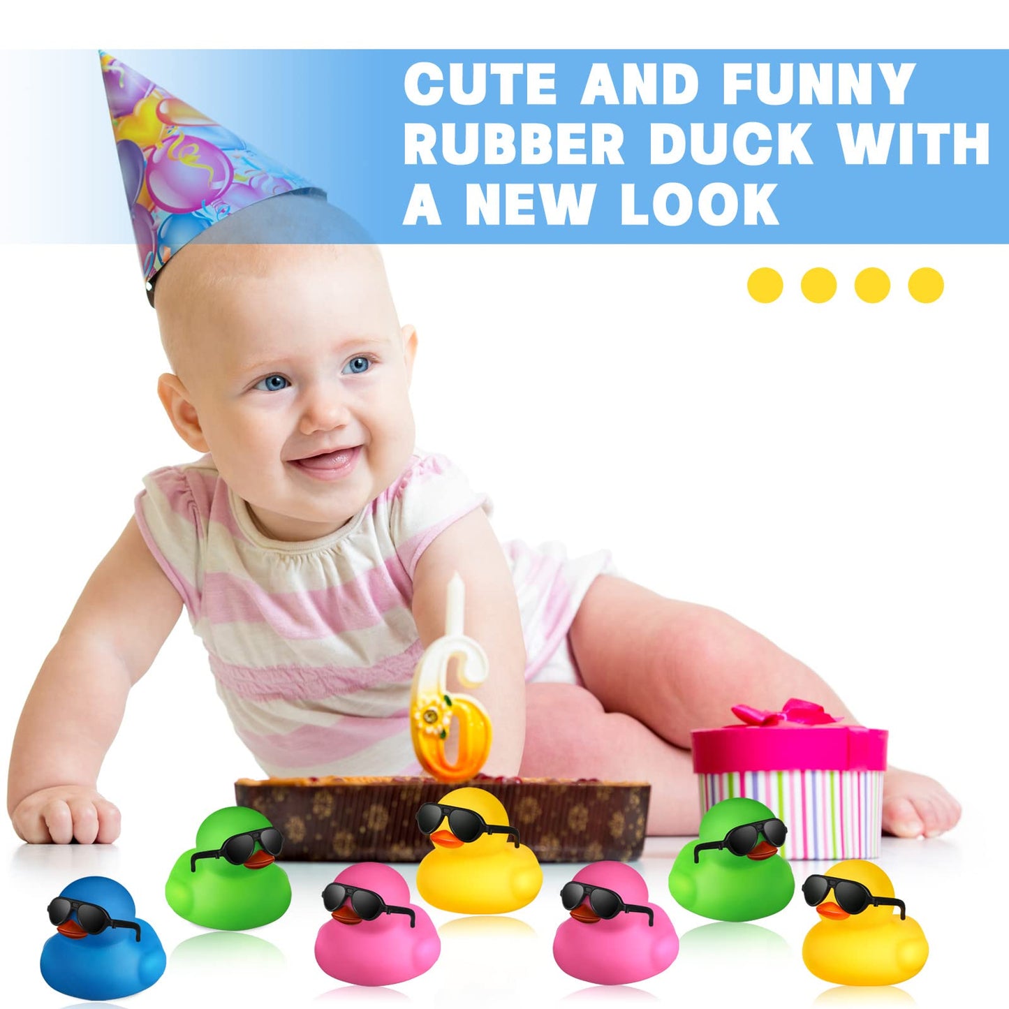 Chivao 12 Pcs Rubber Ducks With 12 Sunglasses/ Hats/ Headwear/ Scarf Small Mini Cruise Rubber Duckies Bathtub Toys In Bulk For V