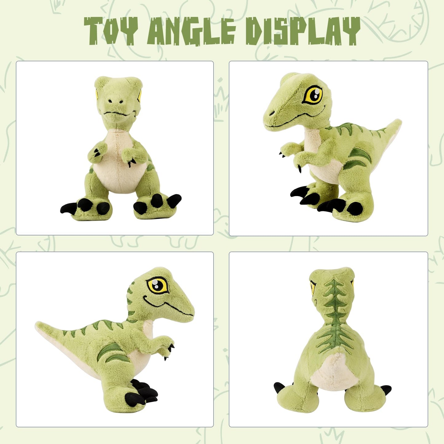Tcbunny Baby Dinosaur 12' Bedtime Stuffed Animal Plush Toy, Kid'S Gifts For Boys, Girls, Birthday, Valentine, Christmas, Veliciraptor - Green