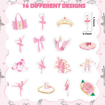 Beyumi 1000Pcs Ballet Dance Themed Stickers In 2 Rolls Pink Dacing Movements Ballerina Stickers Waterproof Vinyl Decals For Laptop Bottle Scrapbooking Envelopes Party Decor Gifts For Girls Kids Teens