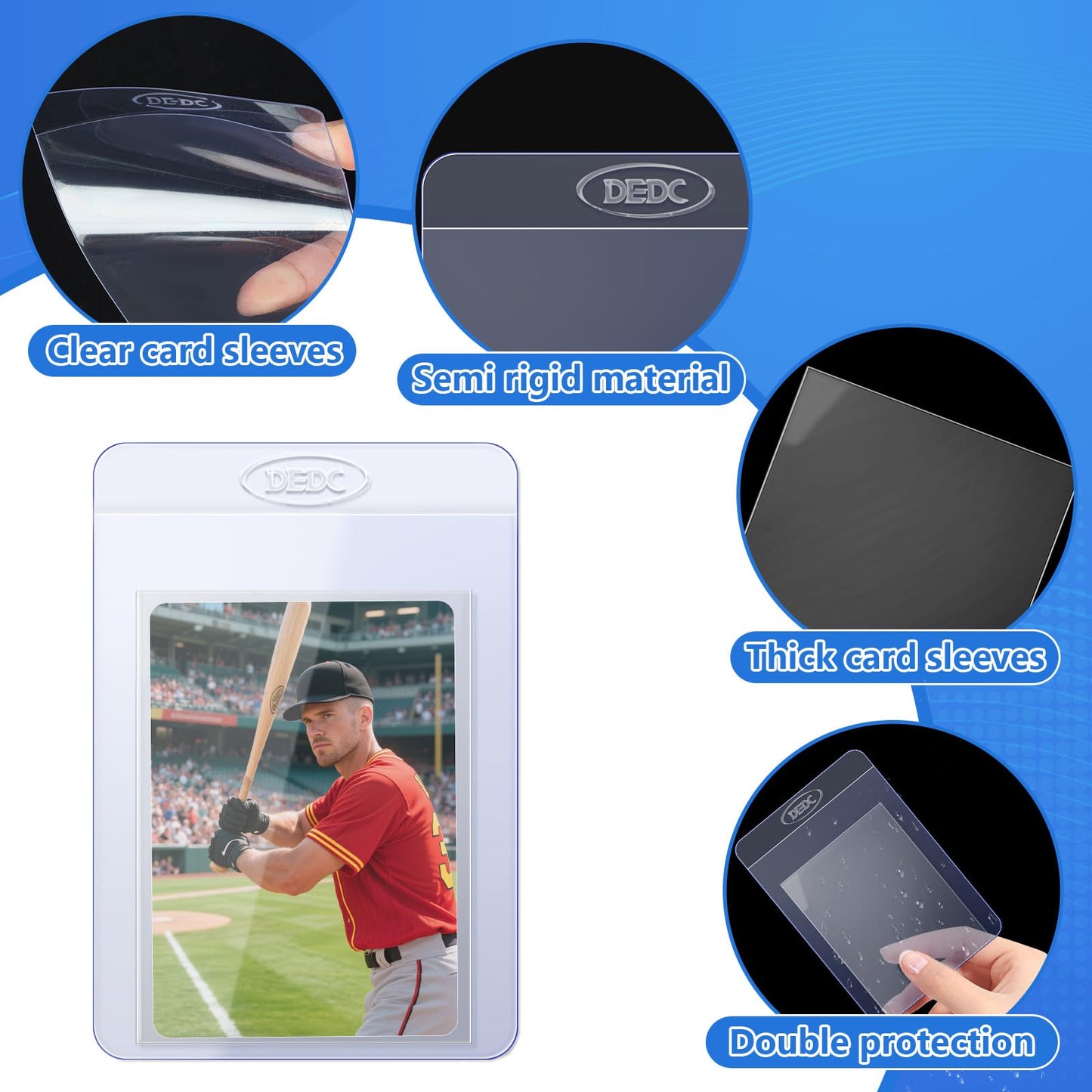 Dedc 1600 Bulk Pack Card Sleeves-800 Semi Rigid Card Holder & 800 Penny Sleeves For Trading Cards, Rigid Card Sleeves And Thick
