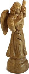 Angel Playing Music - Carved In Olive Wood, Carved Faces And Details Style (17.5 Cm Or 7 Inches)