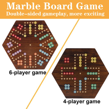 Extra Large Wahoo Board Game Wooden Original Board Game 2 Side Painted Fast Track Game For 4 Player And 6 Player With 30 Marbles