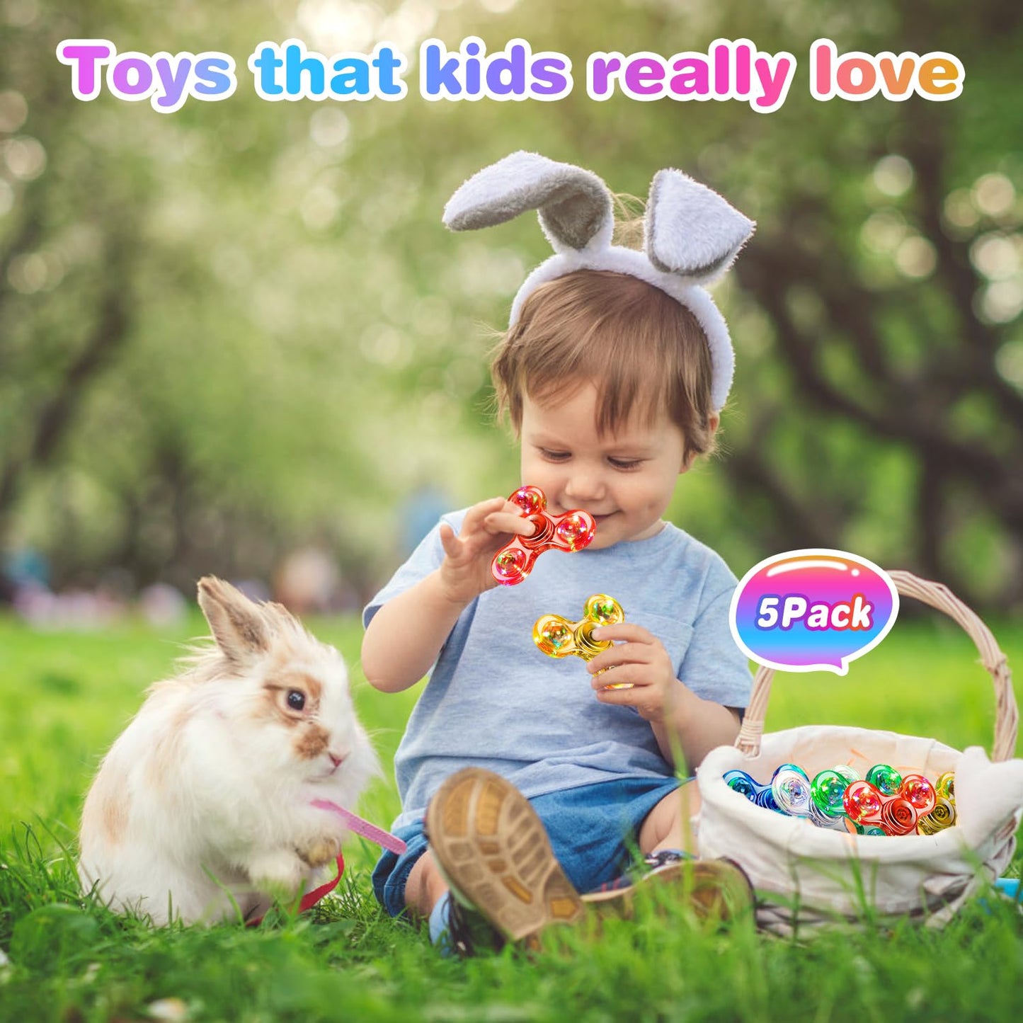 Figrol Fidget Spinners 5 Pack, Led Light Up Fidget Toys Christmas Party Favors Goodie Bag Stuffers Fidget Packs Party Supplies For Kids' Birthday Gifts Return Gifts Classroom Prizes