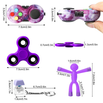 HTSHO Fidget Toys mature-themeds Fidgets for Kids 8-12 mature-themed Fidgets for Anxiety and Stress Desk Fidgets for mature-themeds Stocking Stuffers Party Favors for Kids (Purple)