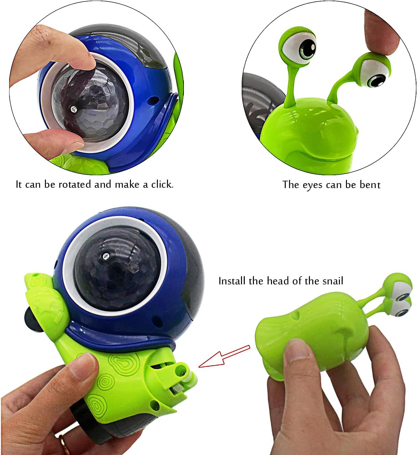 Tipmant Baby Toddler Electric Snail Toy Cute Electronic Animal Crawl, Play Music, Luminous Light Kids Birthday (Green)