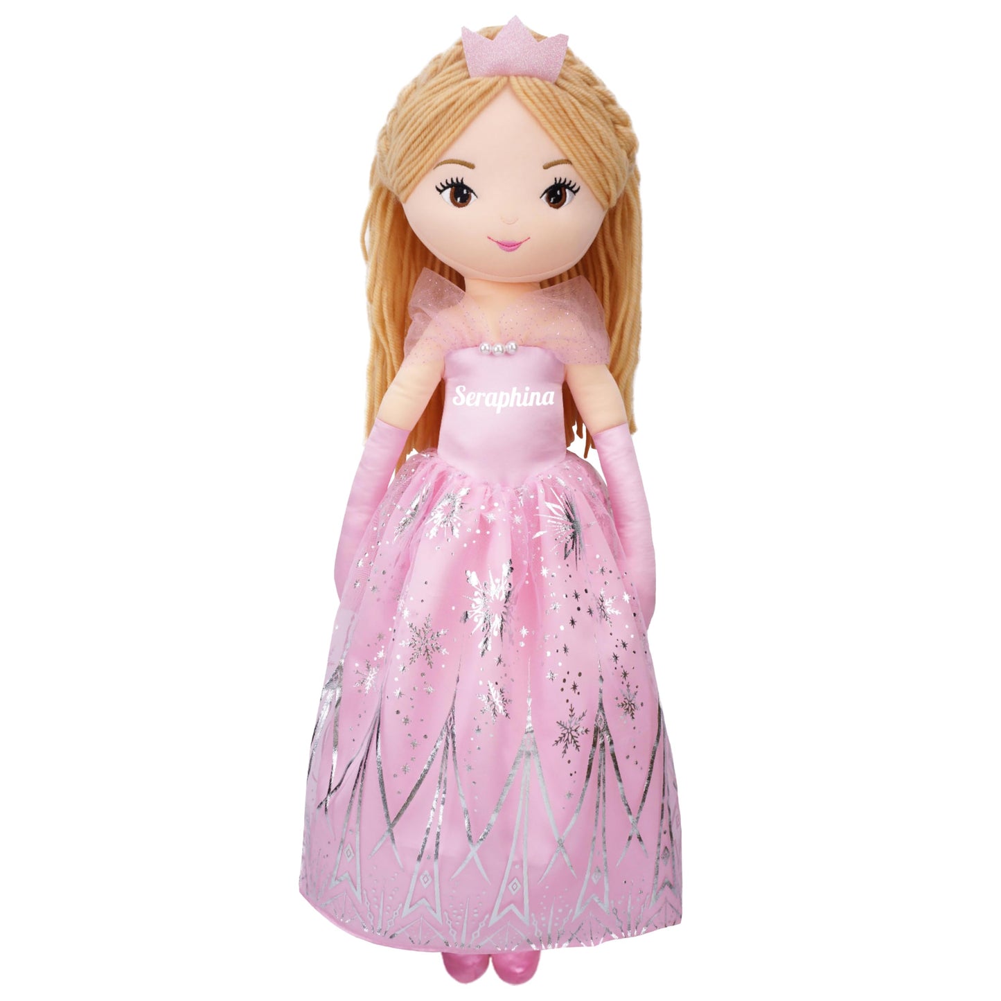 June Garden Personalized XL Princess Seraphina Rainbowdream Soft Rag Doll - Adorable Stuffed Life Size Doll Gift for Girls - Pin