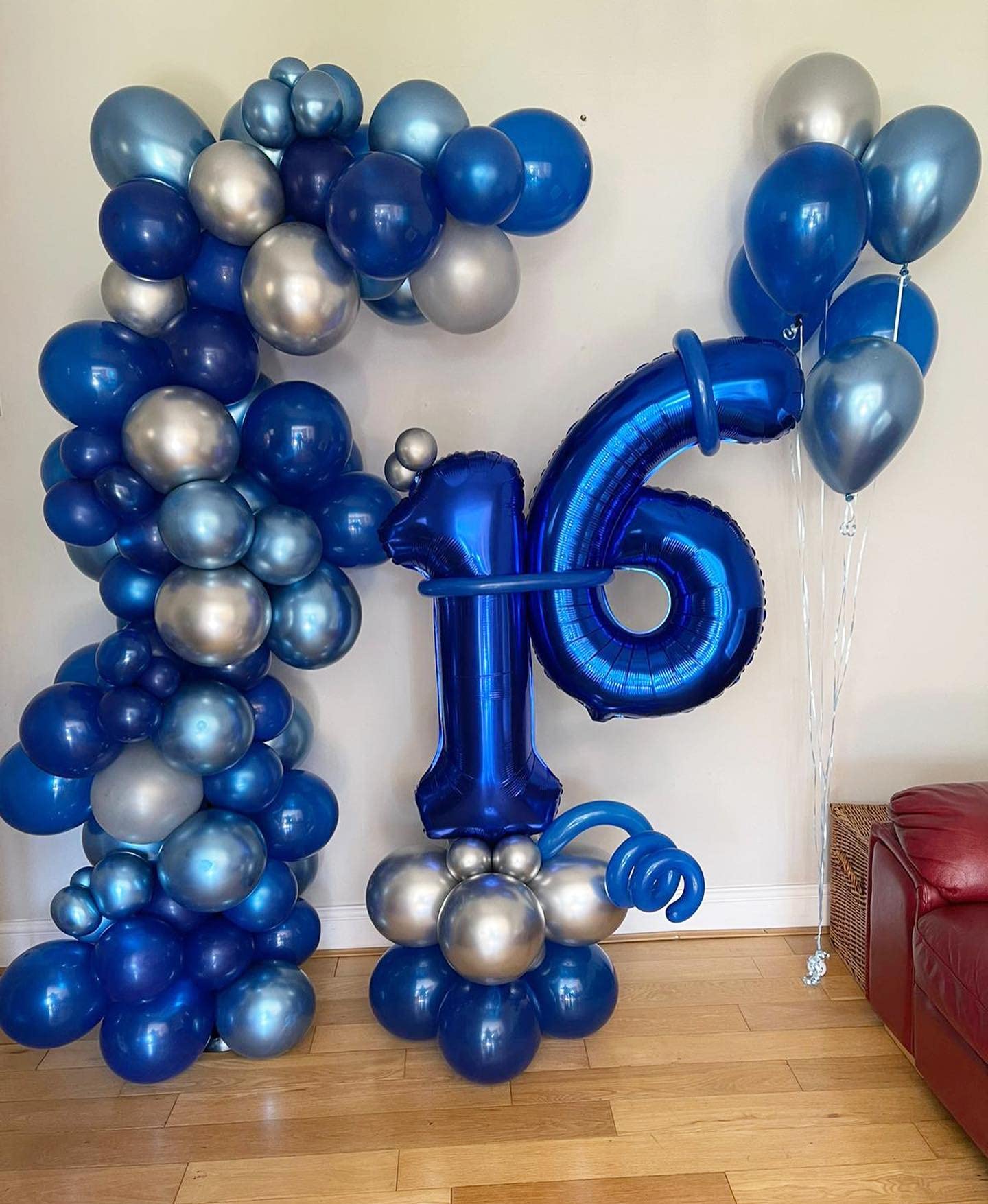 LHOAVWE 40 Inch Navy Blue 16 Number Balloons - Jumbo Mylar Foil for 16th Birthday, Anniversary Party Decorations