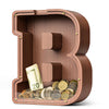 Summidate Wooden Letter Piggy Bank Extra Thick Large Capacity Piggy Bank for Kids Boys Girls Toddler Alphabet B Money Bank| Coin Box Birthday Christmas Festival