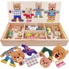 Lilybeauty Wooden Bear Family Dress-Up Puzzle Box For Toddlers(72Pcs),Change Clothes Puzzle Games, Preschool Learning Activities