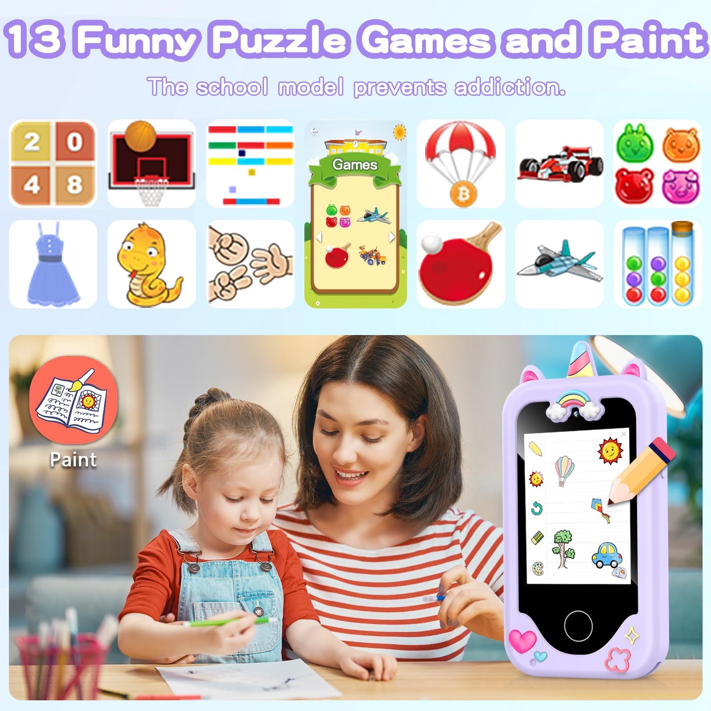 Kids Phone Toy Gift for Girls 3 4 5 6 7 8 Years Old, Toddler Smart Phone Dinosaur Learning Toys - Pretend Play Phones with Educa