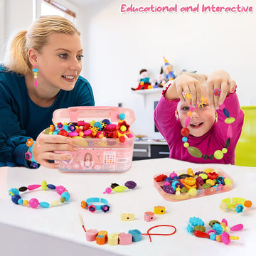 BEMITON Ideal Birthday Gift for Girls Aged 3 4 5 6 7 - Pop Beads Jewelry Making Kit, Arts and Crafts Toys for 3-7 Year Old Kids,