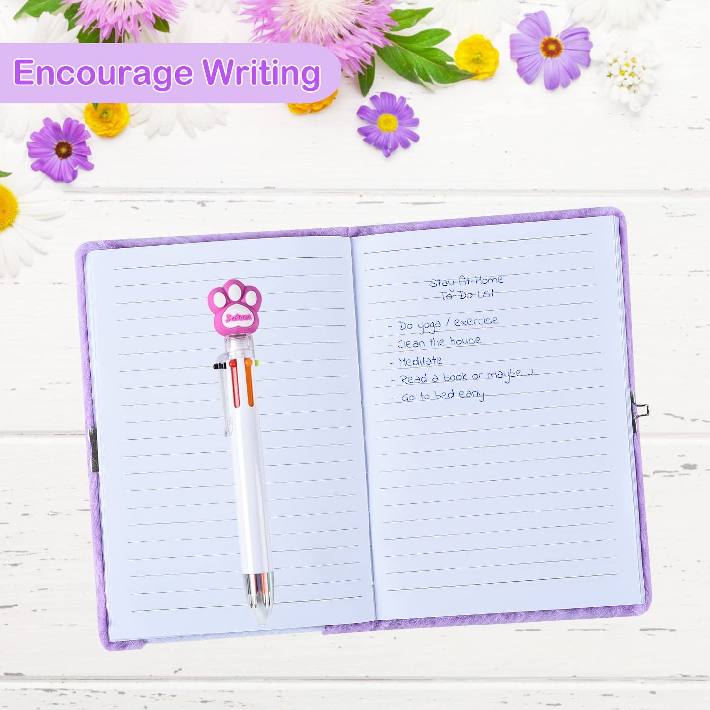Pjdrllc Diary For Girls With Lock And Keys, Kids Journal Travel Notebook For Writing, Cute Secret Diary With Multicolored Pen, Stickers, Bracelet, Practical Gift For Birthday, Easter (A Cute Cat)